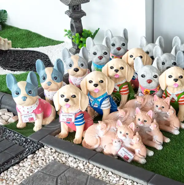 ตุ๊กตาปูนปั้น น้องหมา (สีครีม)