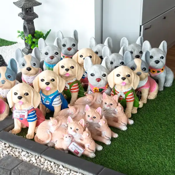 ตุ๊กตาปูนปั้น น้องหมา (สีเทา)
